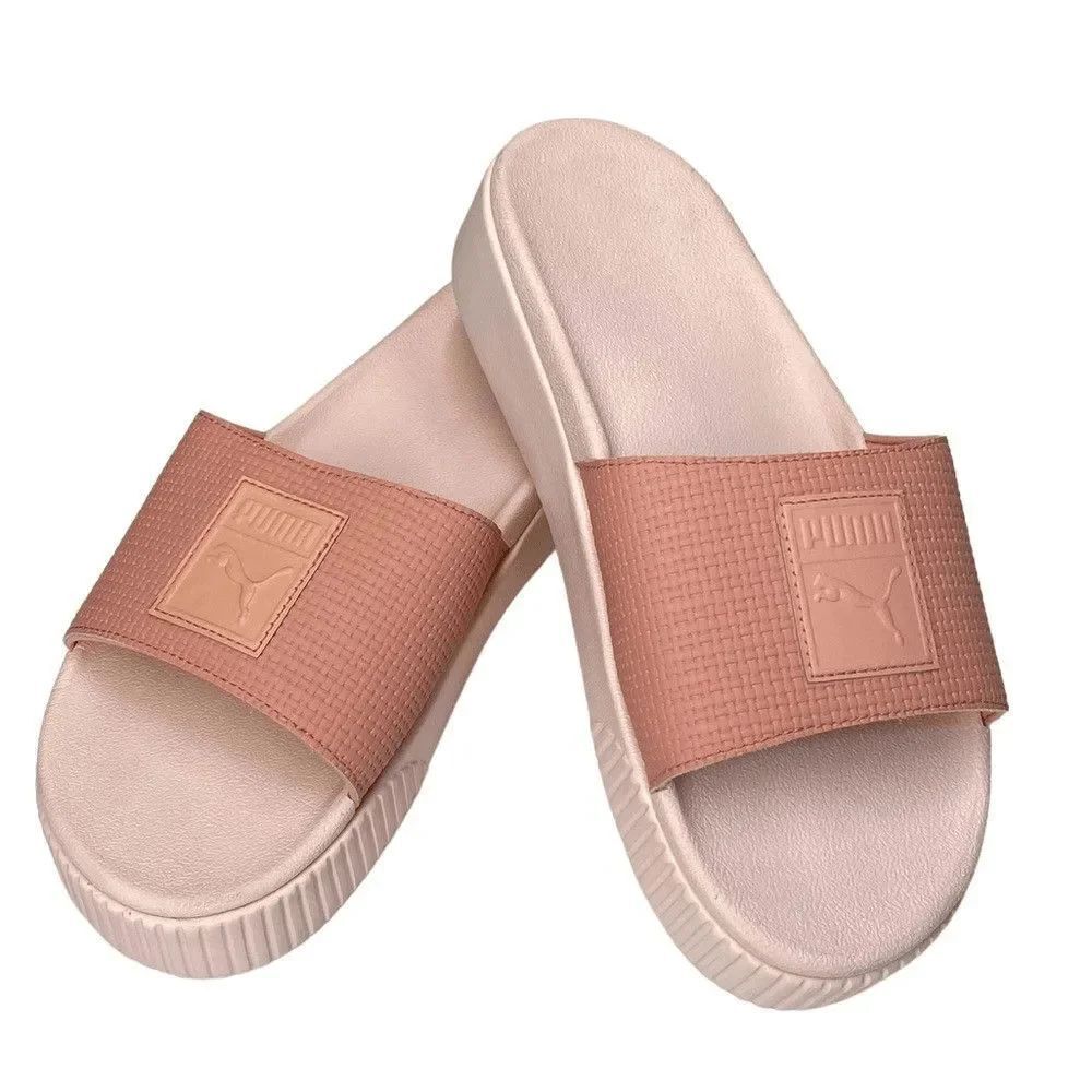 PUMA Platform Slide Slip On Sandals Women’s US 9.5 Pink Rose Dust Logo Comfort